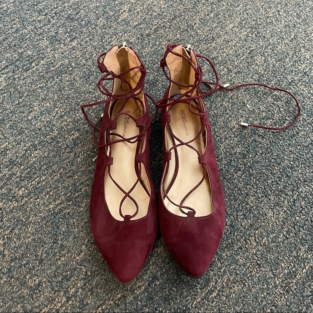 BCBG lace up flats